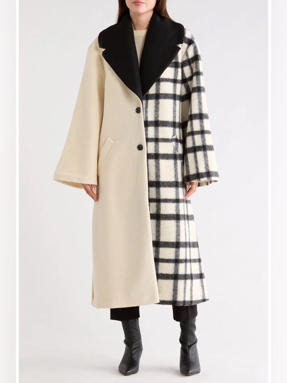 Hutch Kallie Notched Lapel Mixed Print Coat